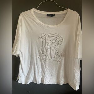 POLO BLUE LABEL Ralph Lauren embroidered top , boxy design , dropped shoulder L